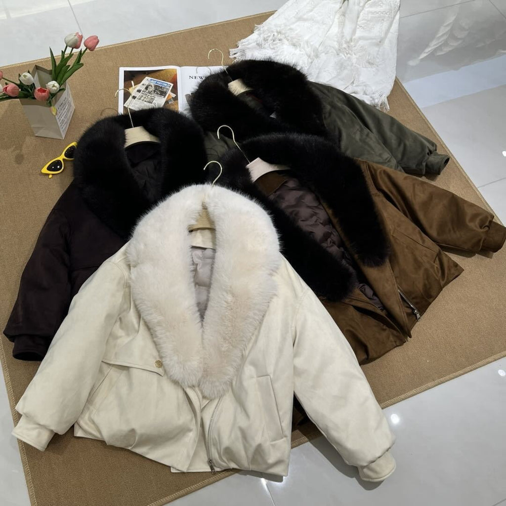 Parka courte col fausse fourrure