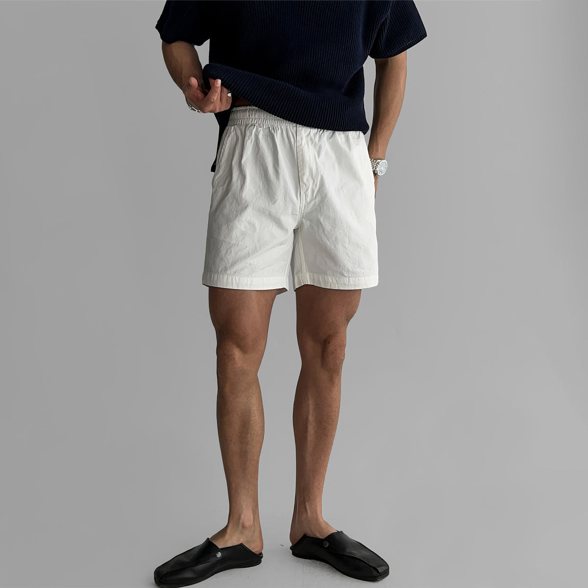 Short droit à taille élastique