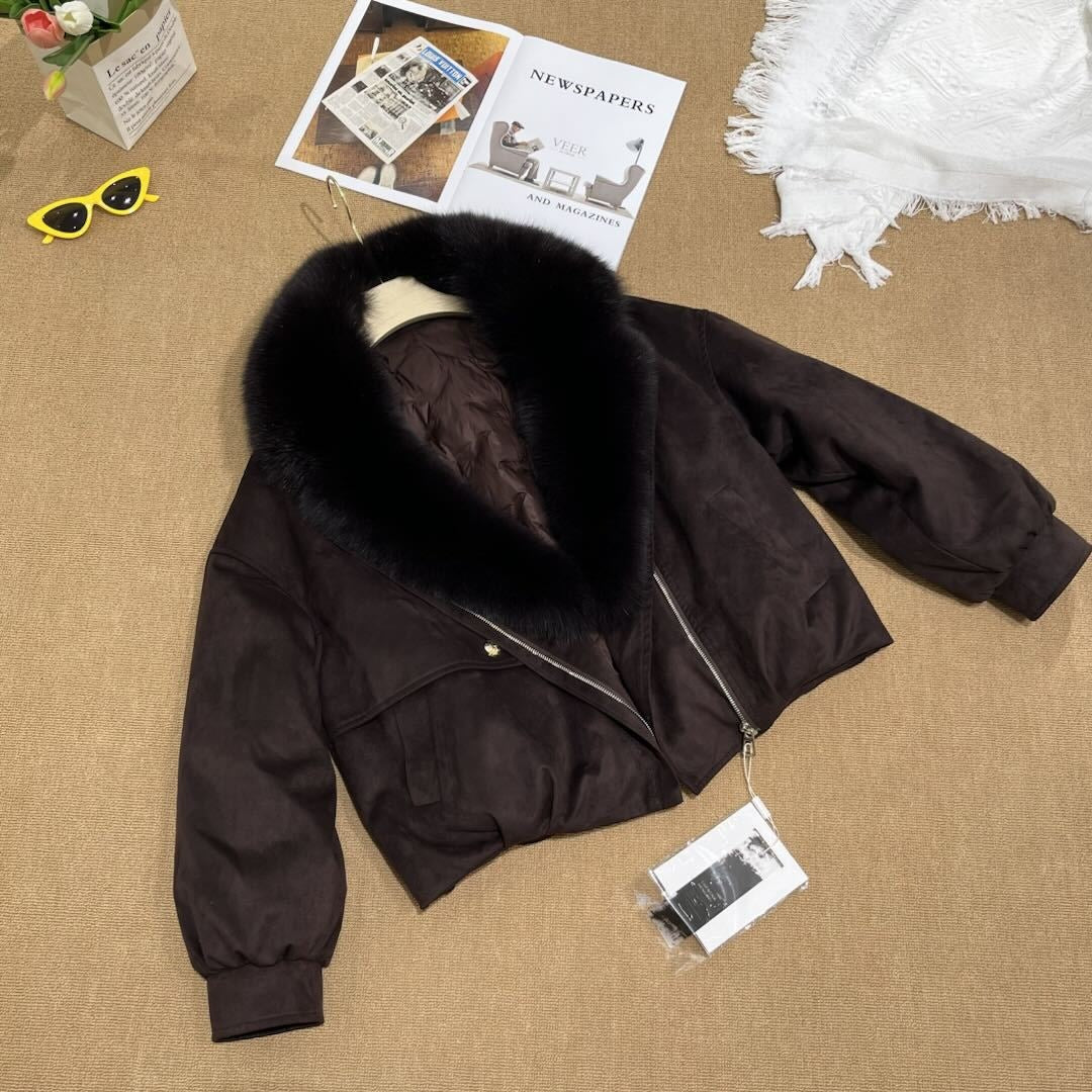 Parka courte col fausse fourrure