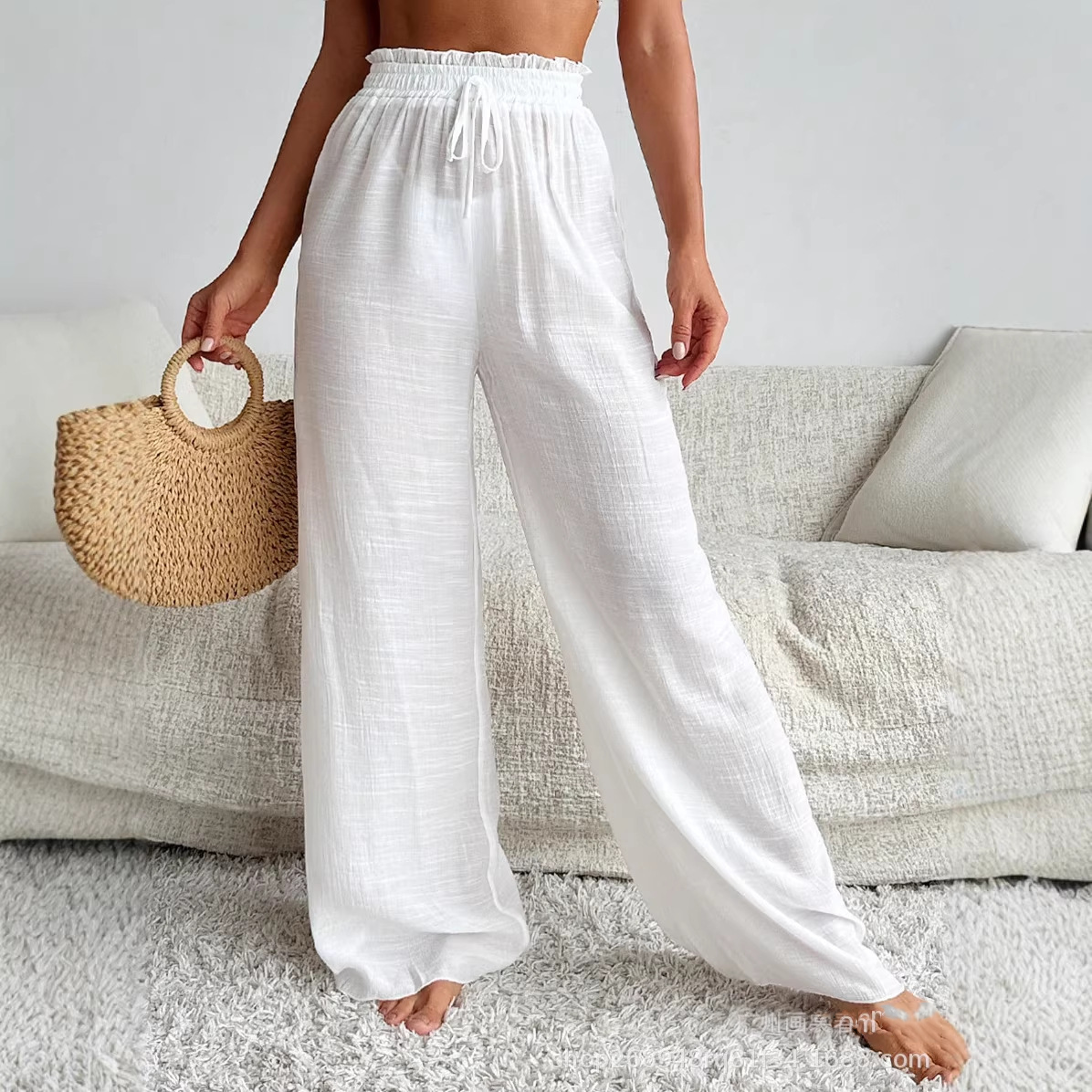 Pantalon large froissé