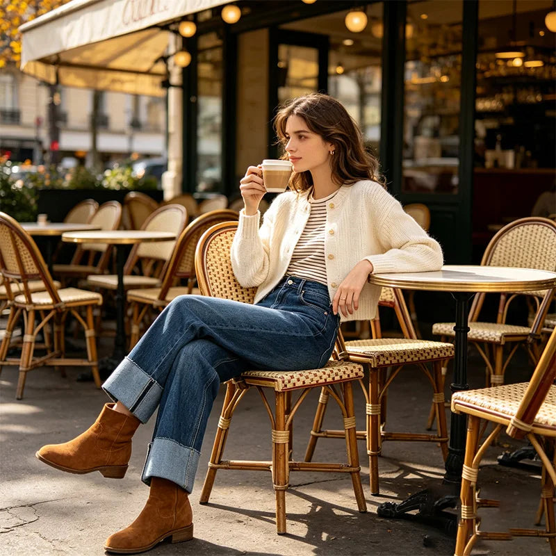 Jean large à revers