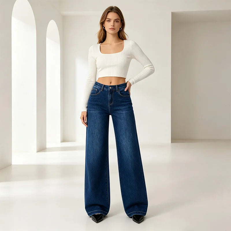 Jean large bleu foncé