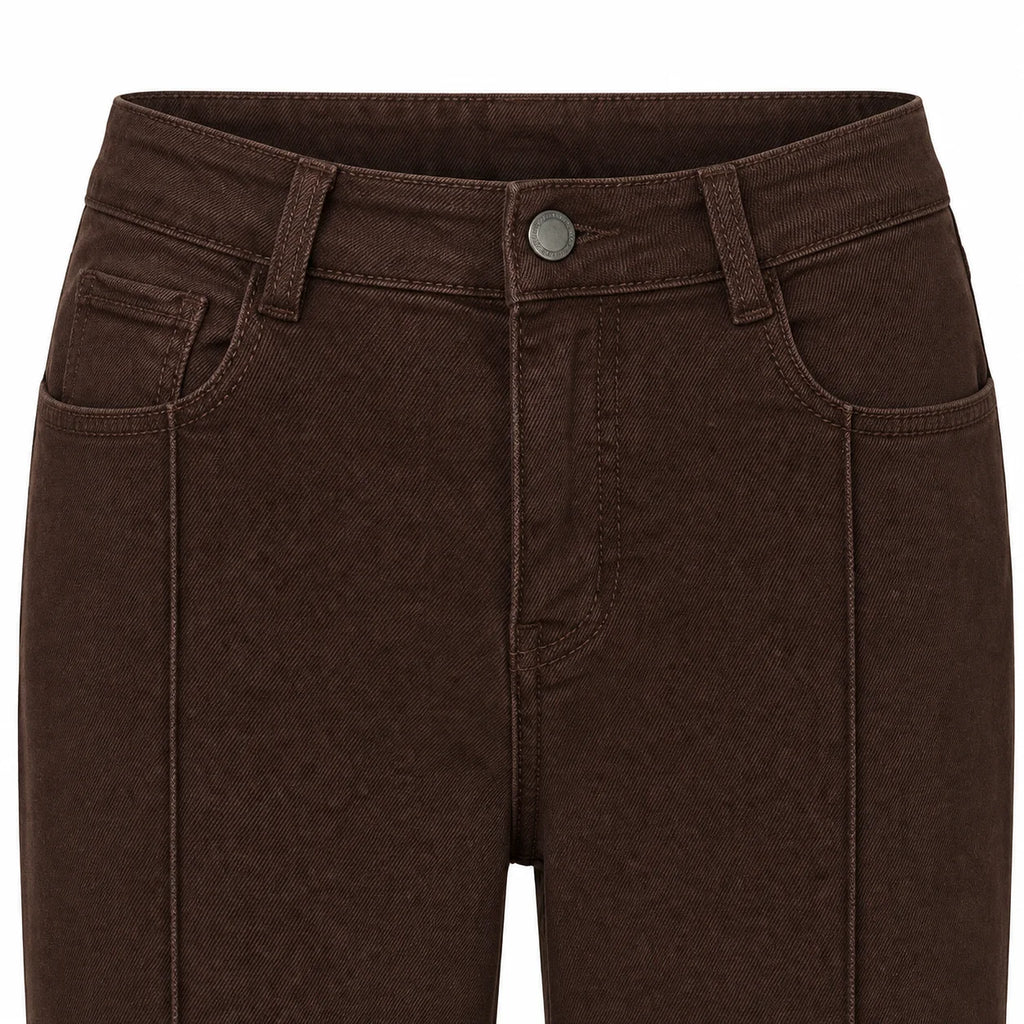 Jean large marron surpiqué