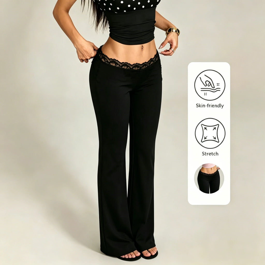 Pantalon évasé en dentelle