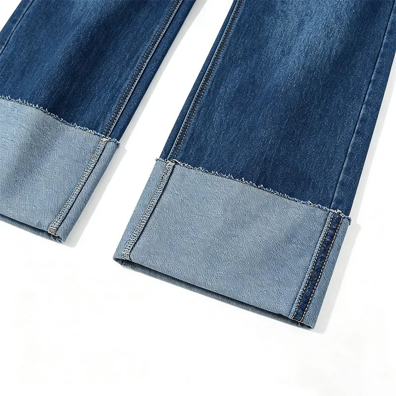 Jean large à revers