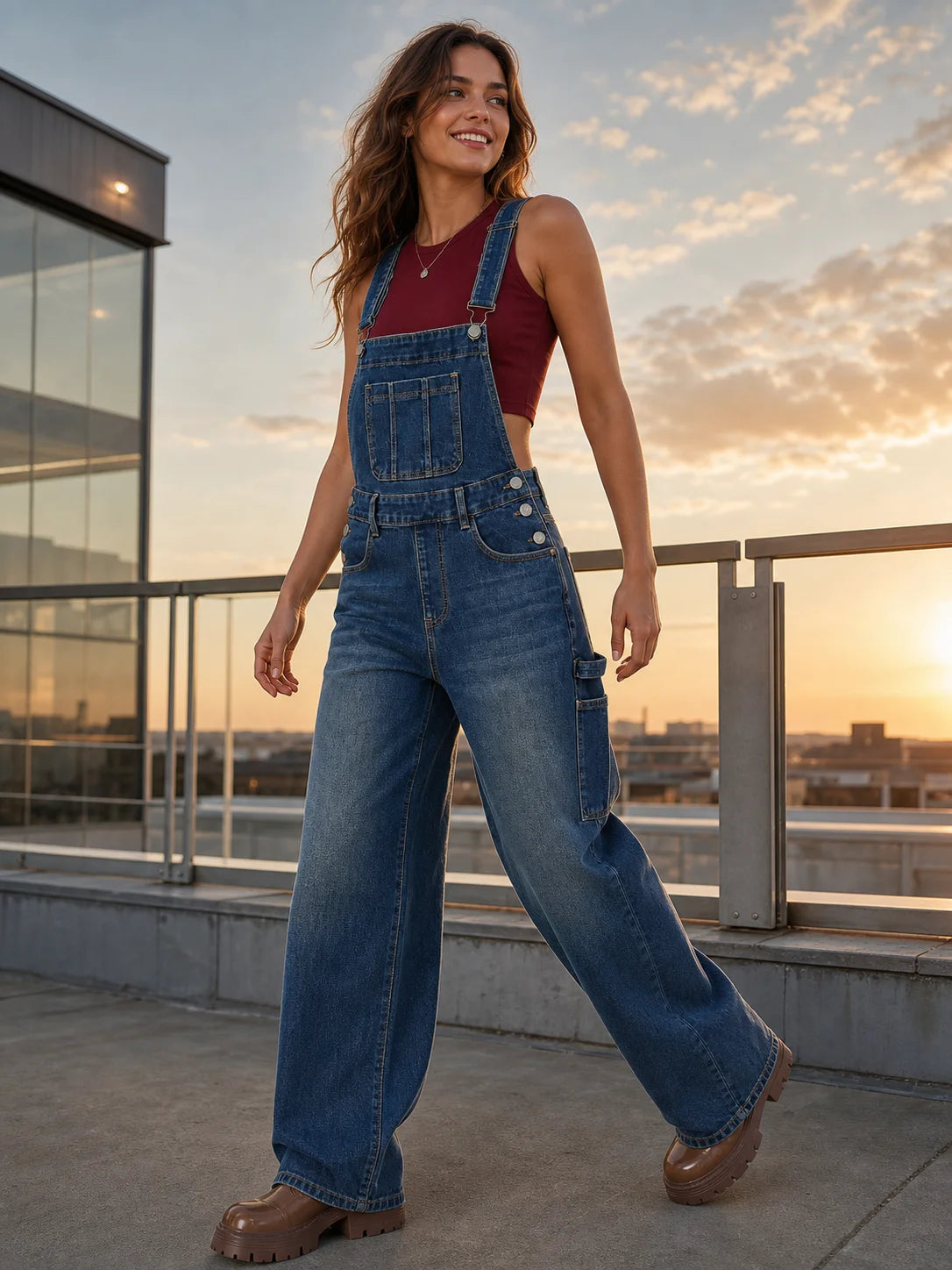 Salopette large en denim