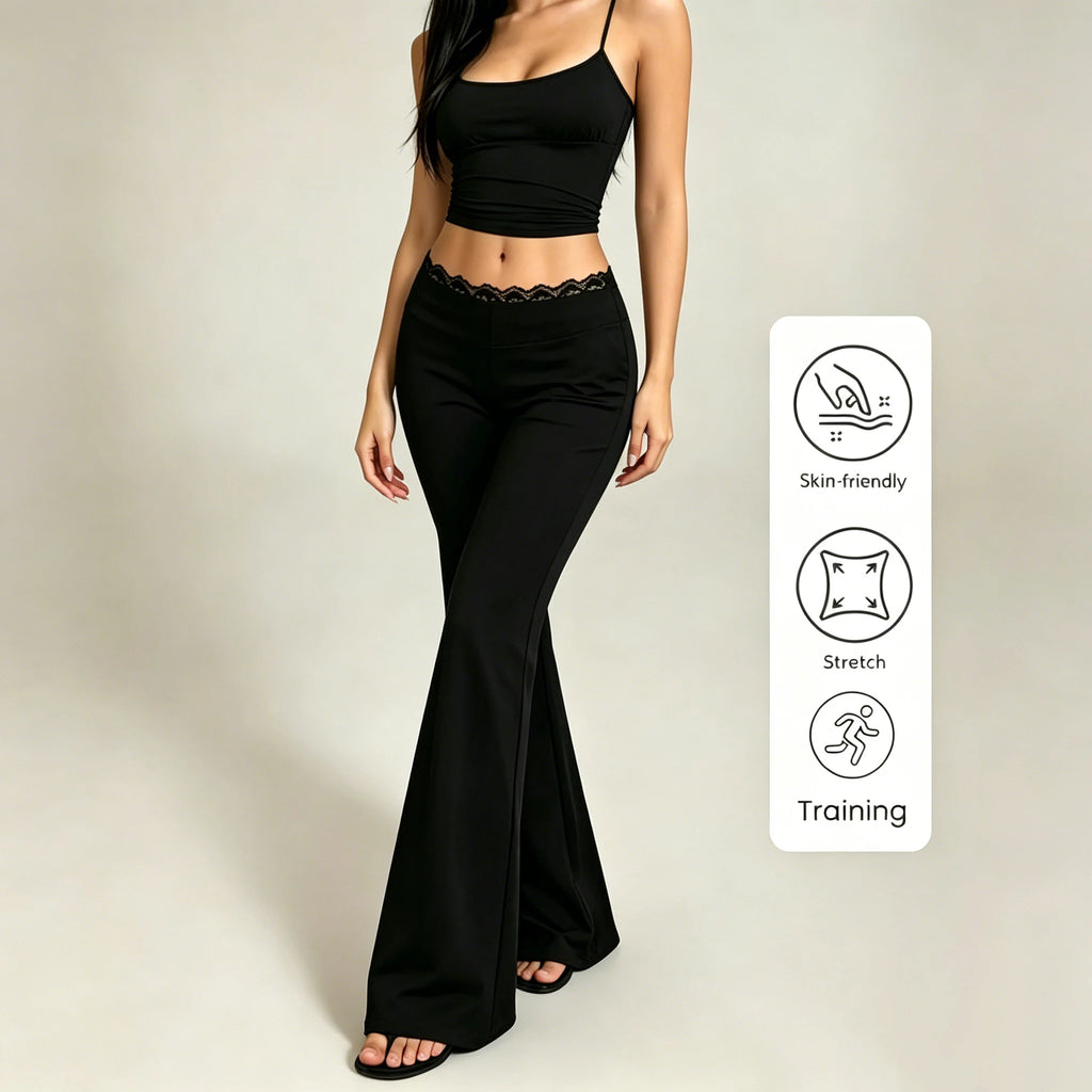 Pantalon évasé en dentelle