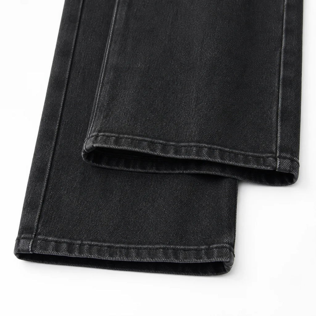 Jean large noir délavé taille haute