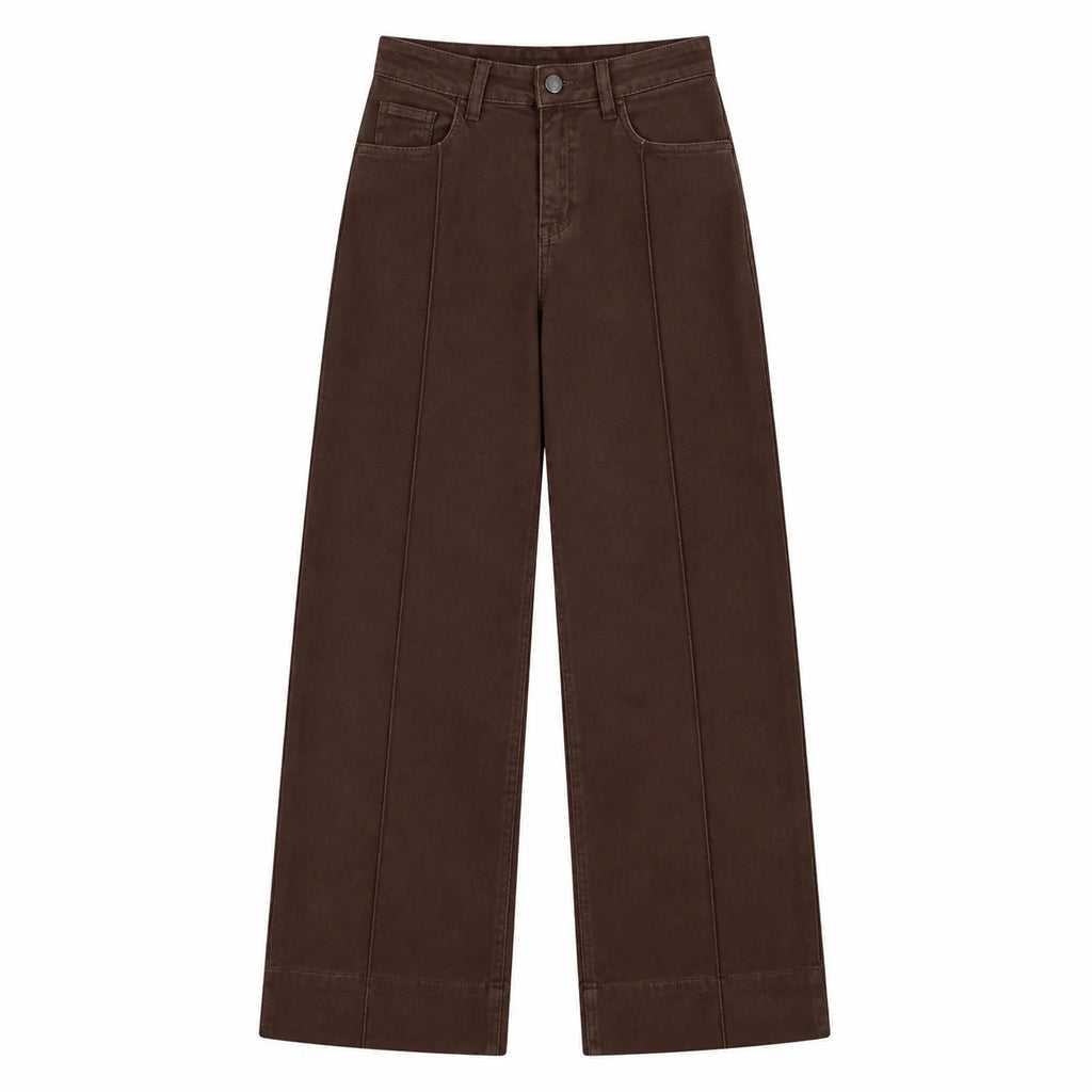 Jean large marron surpiqué