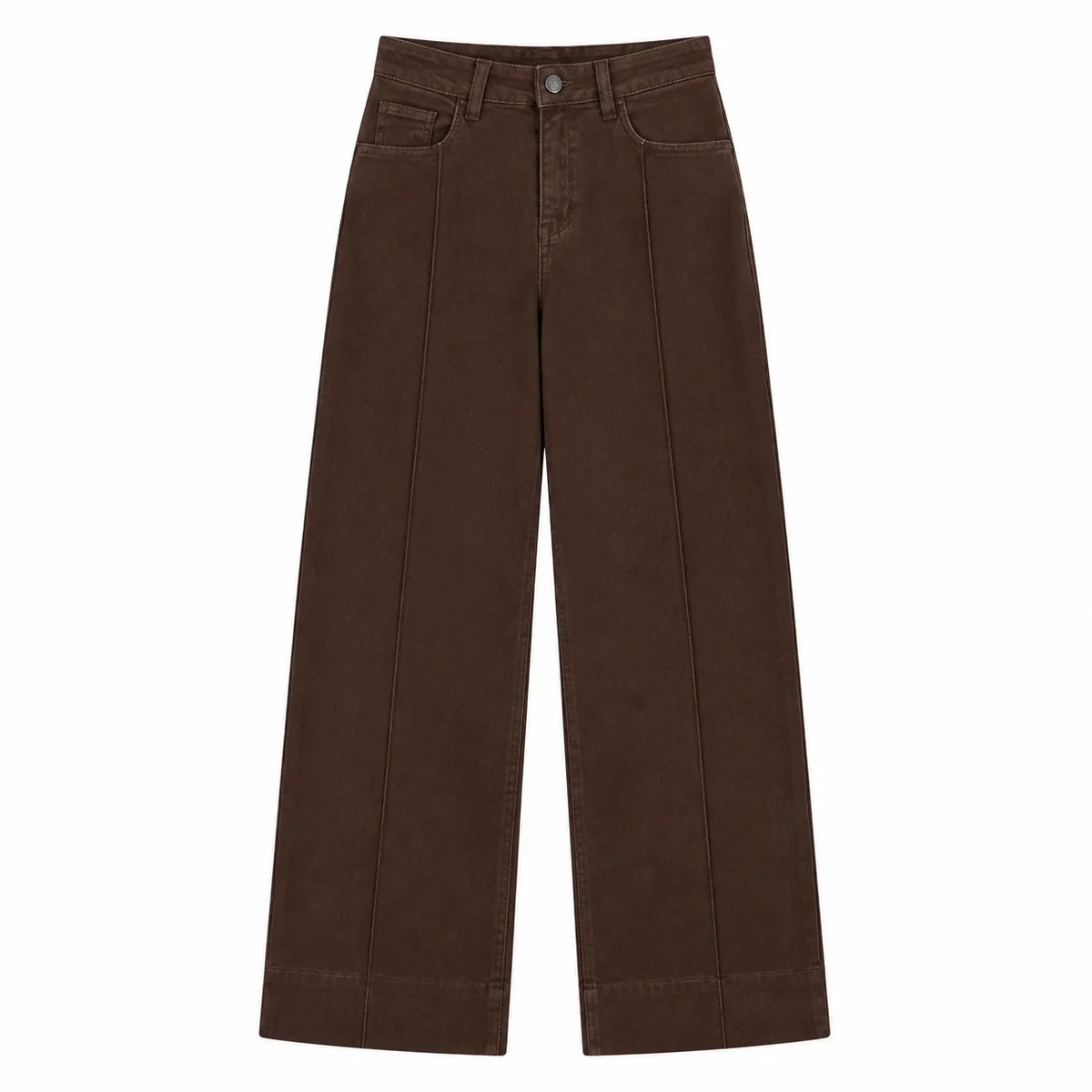 Jean large marron surpiqué