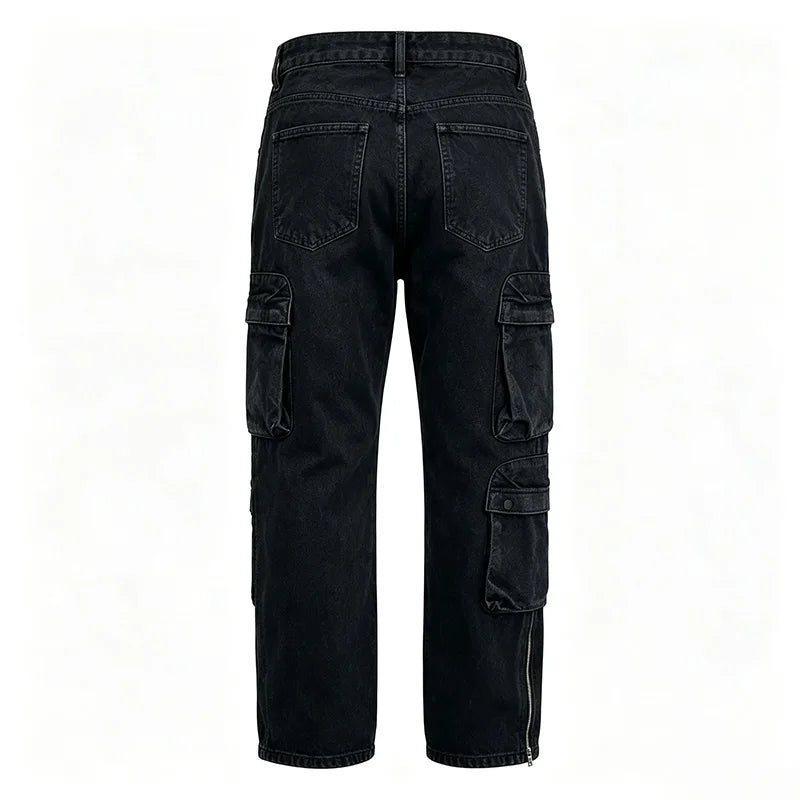 Jean cargo noir zippé