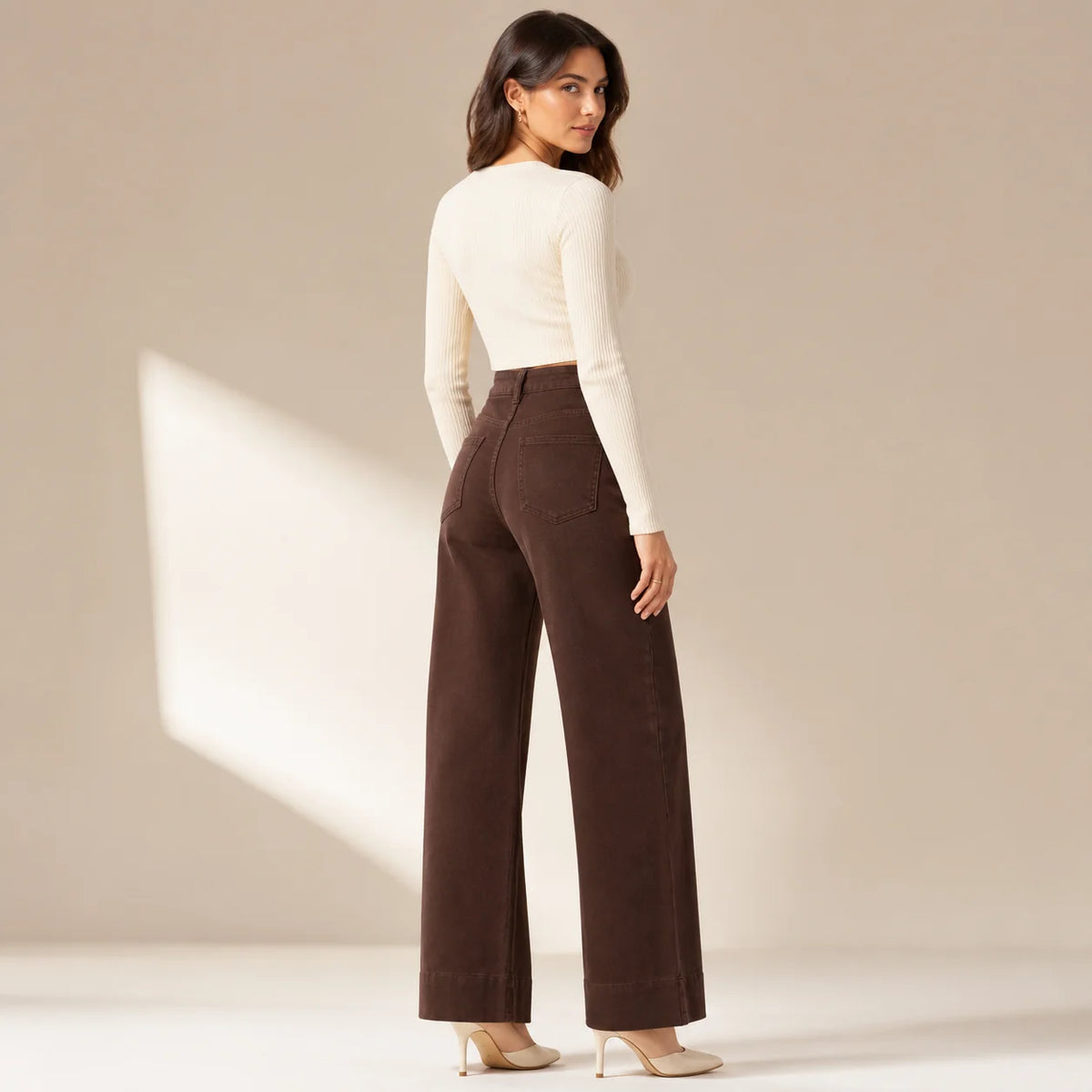 Jean large marron surpiqué