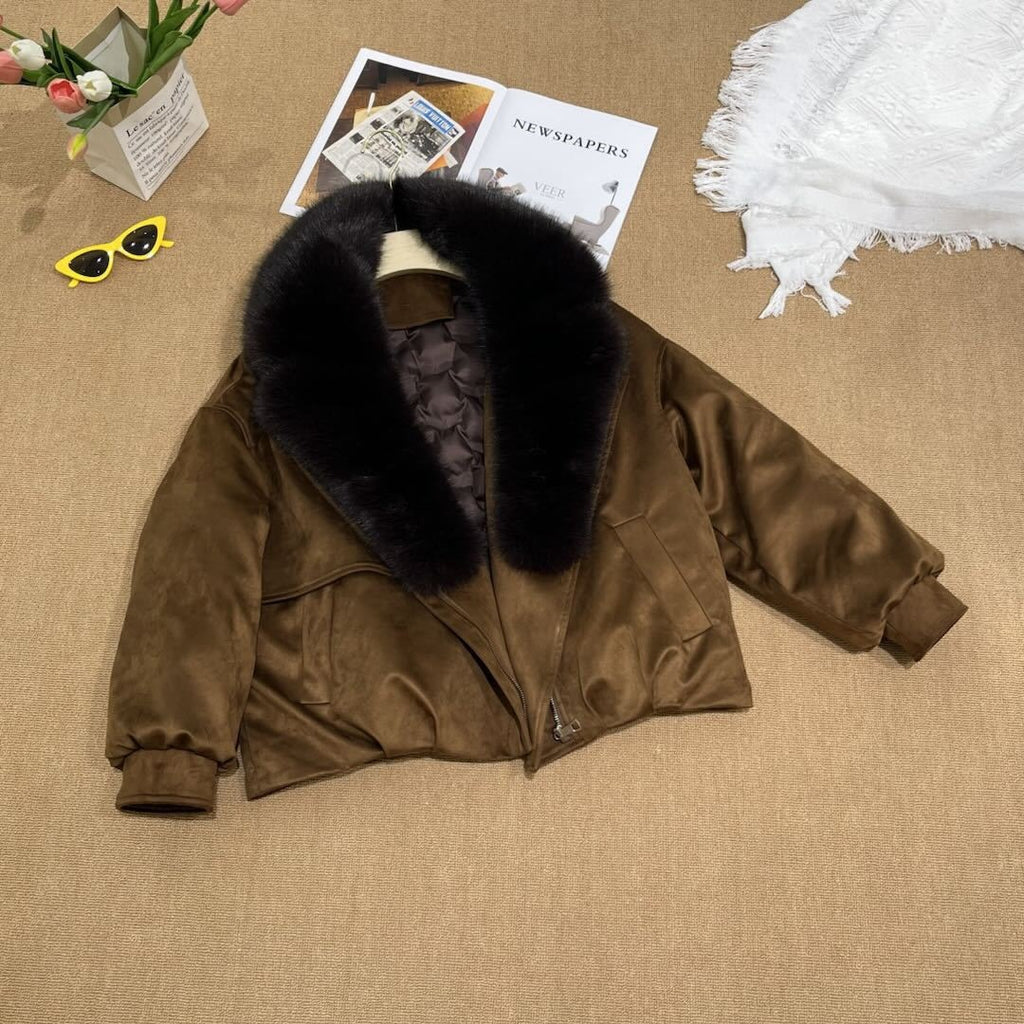 Parka courte col fausse fourrure