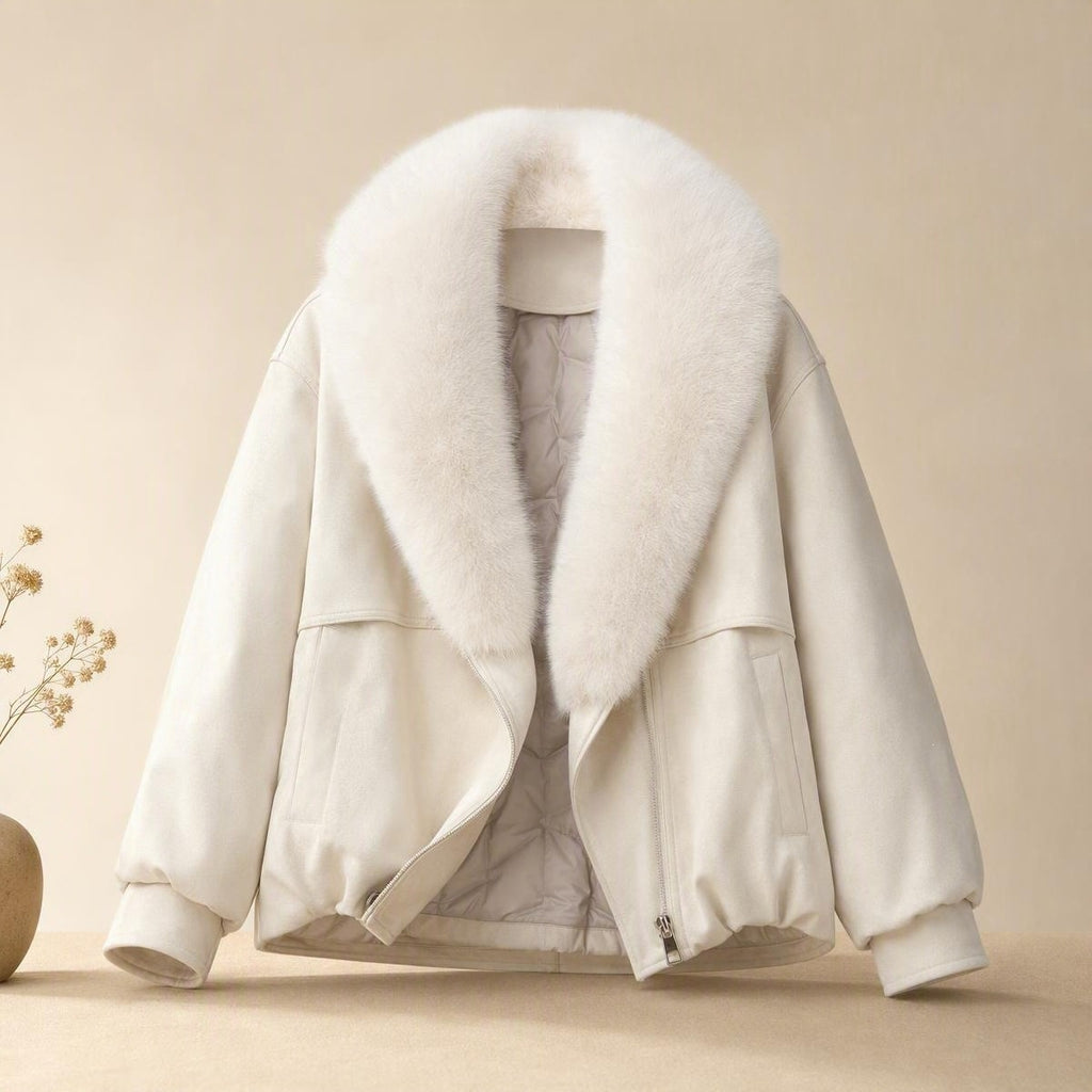 Parka courte col fausse fourrure