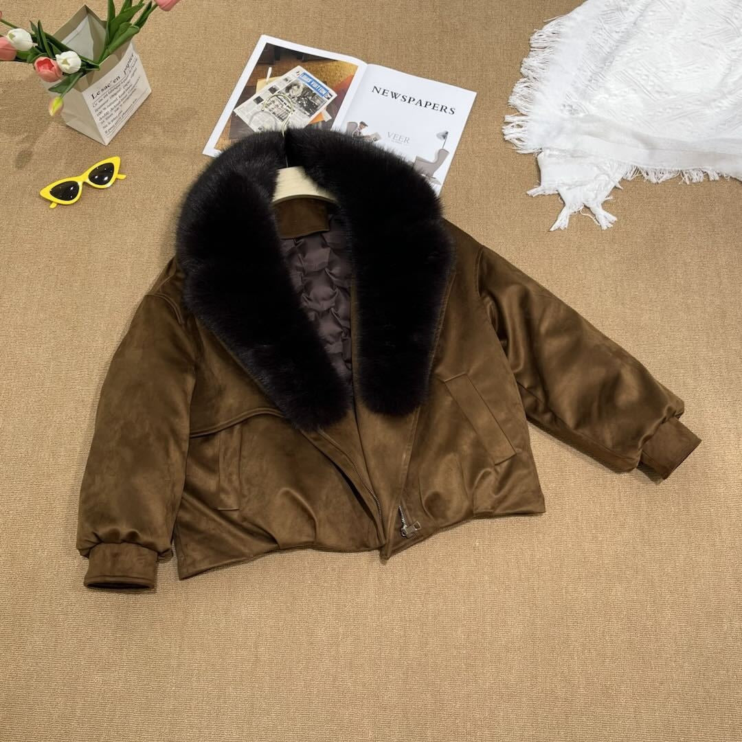 Parka courte col fausse fourrure