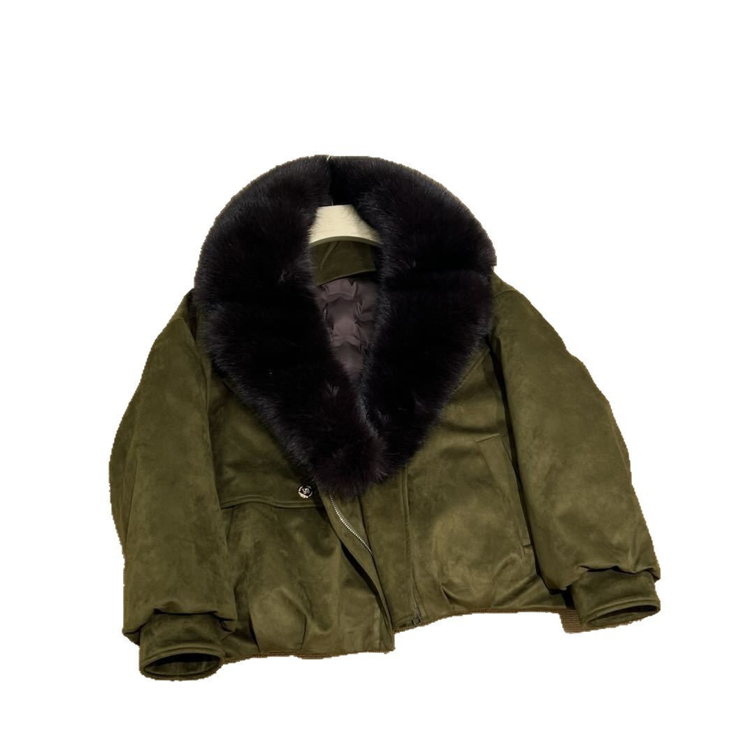 Parka courte col fausse fourrure