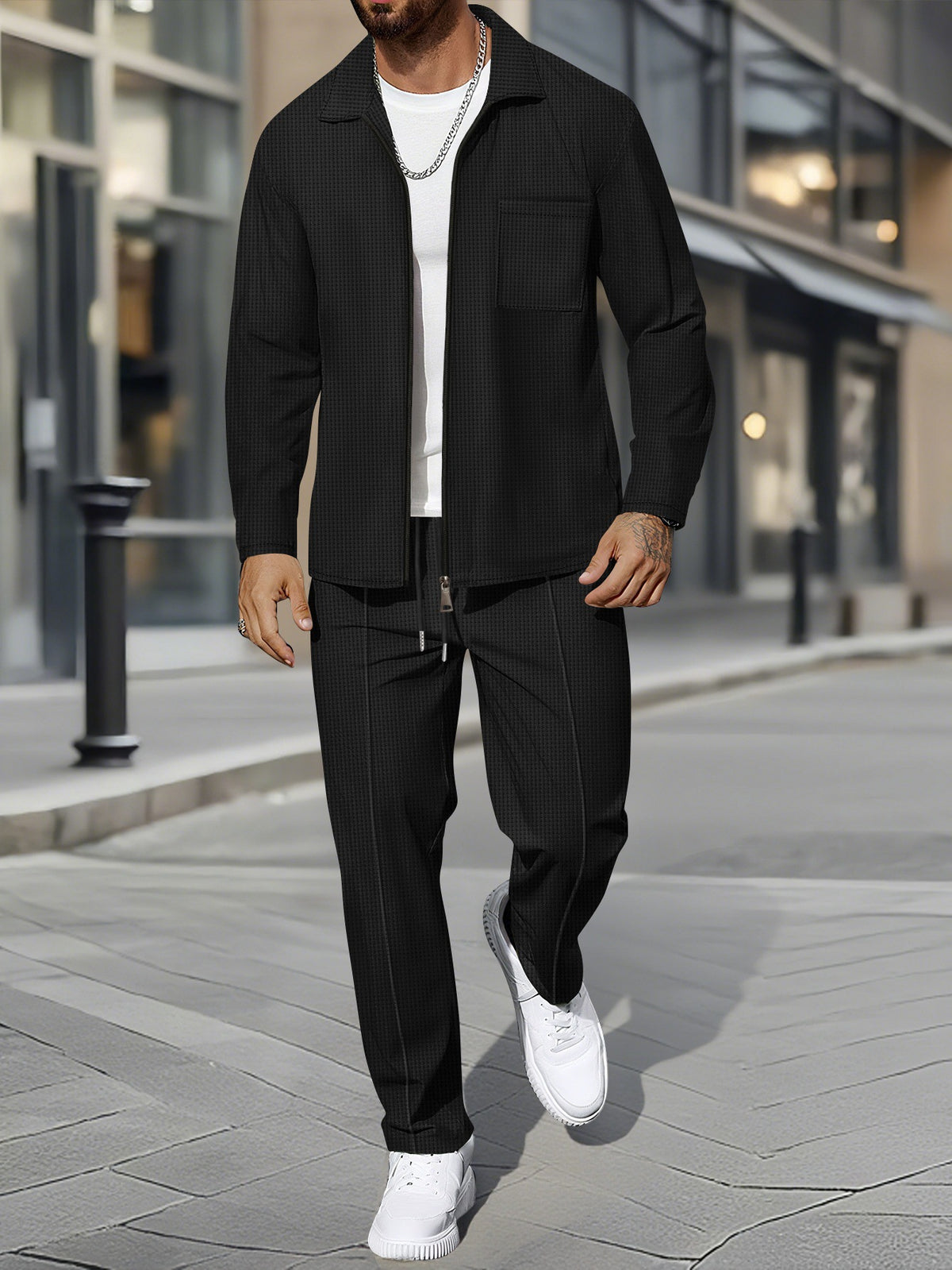 Ensemble veste texturée et pantalon