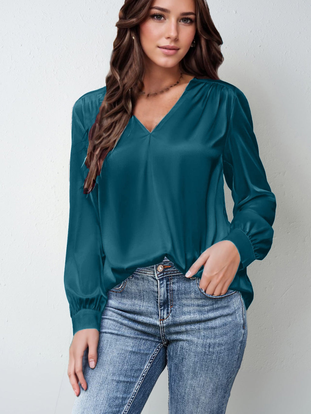 Blouse satinée plissée – vue 12
