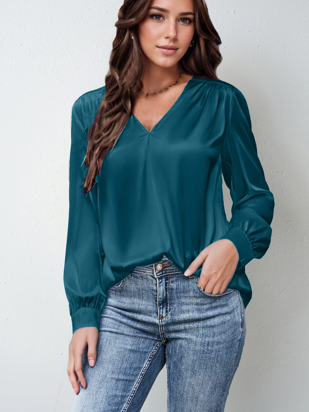 Blouse satinée plissée – vue 12
