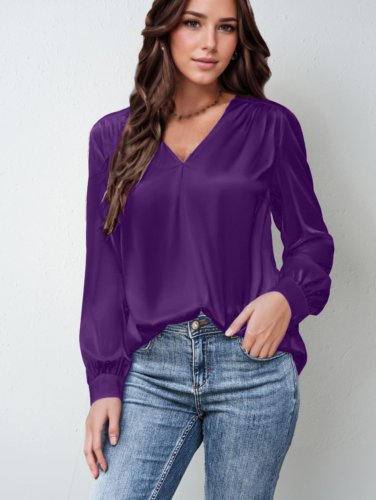 Blouse satinée plissée – vue 7
