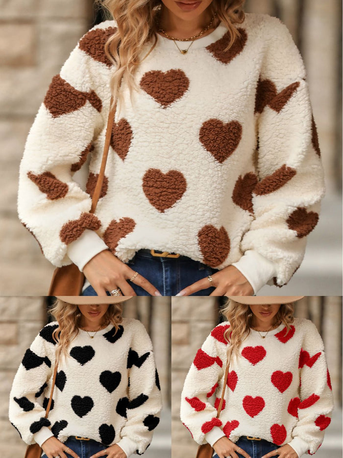 Pull oversize imprimé cœur
