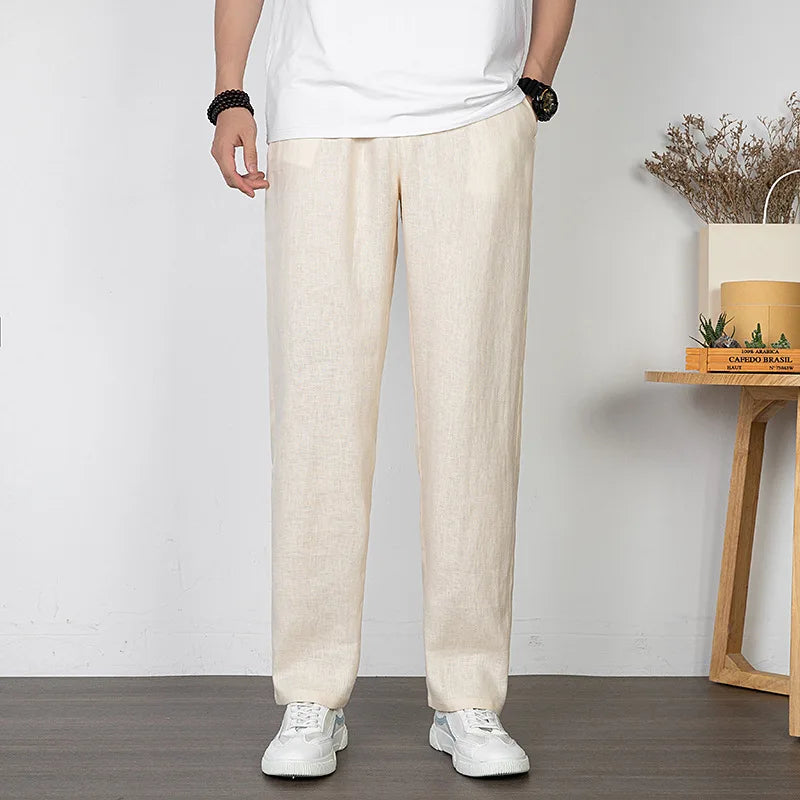 Pantalon droit ample en lin