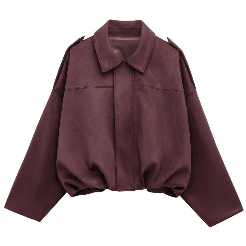 Veste bomber courte effet suédine