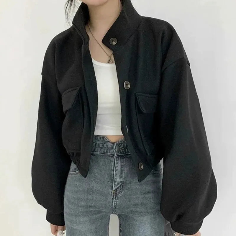 Veste courte à col rabattu