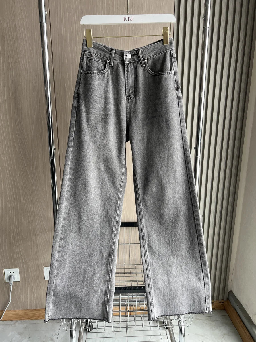 Jean large taille haute cinq poches