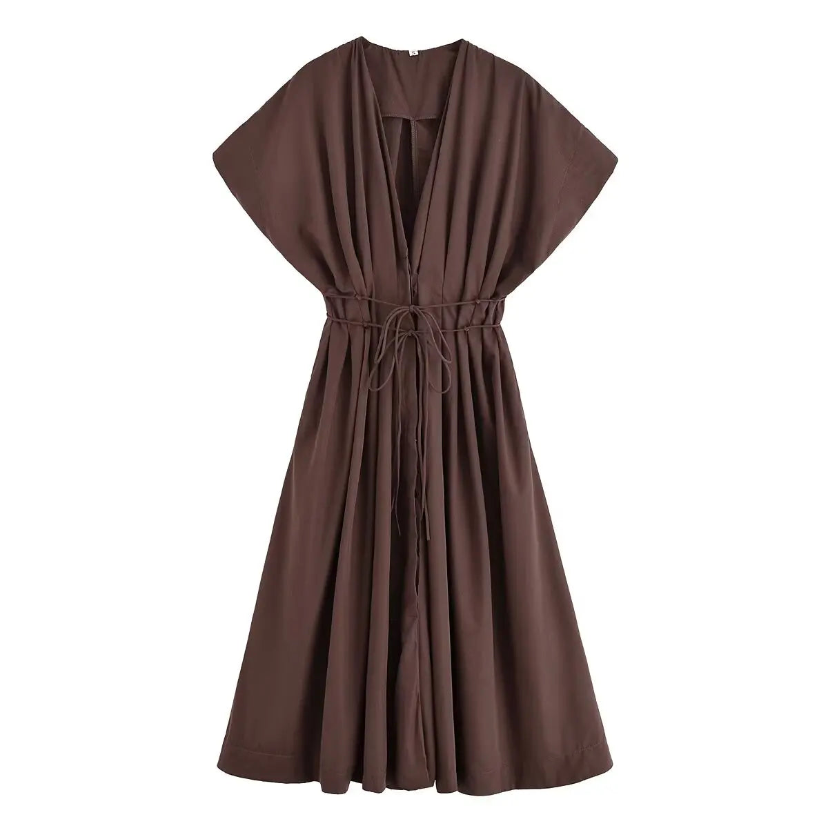Robe midi plissée à col V