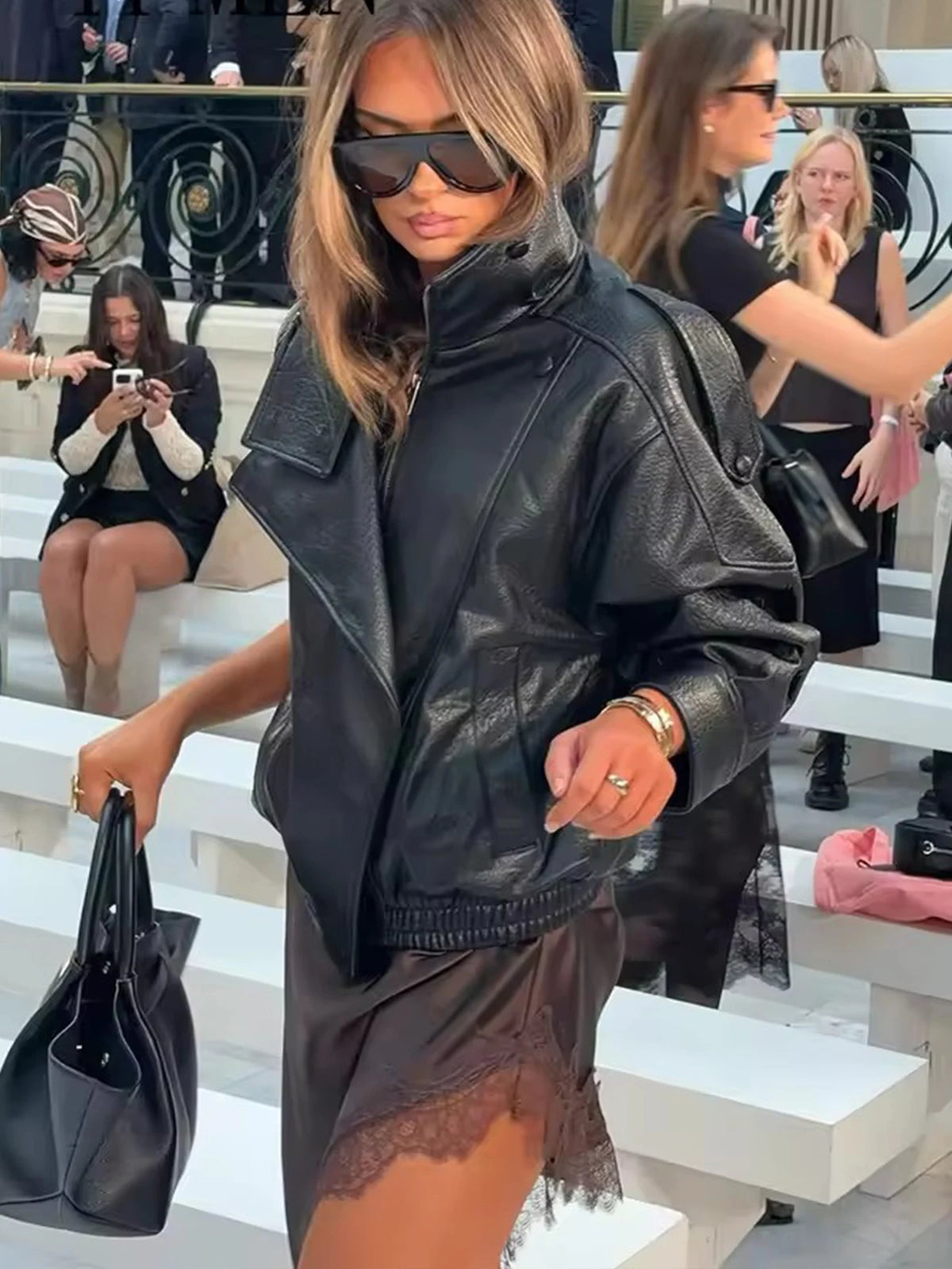 Veste ample effet cuir