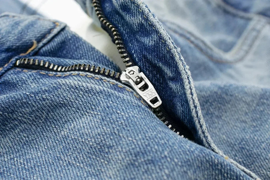 Jean droit bleu taille haute