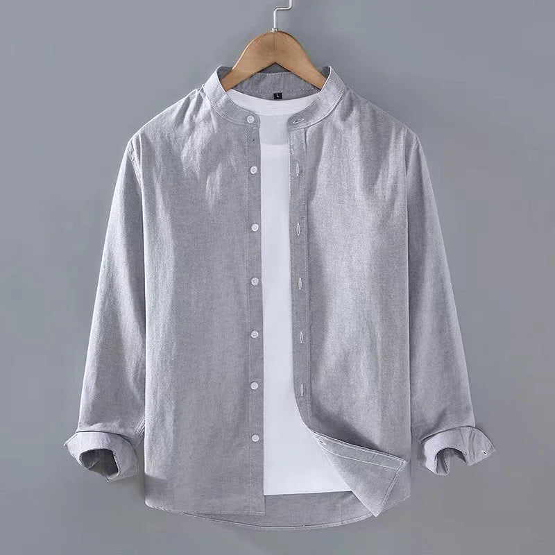 Chemise unie à col montant