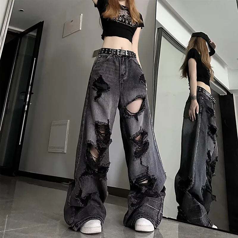 Jean baggy noir déchiré