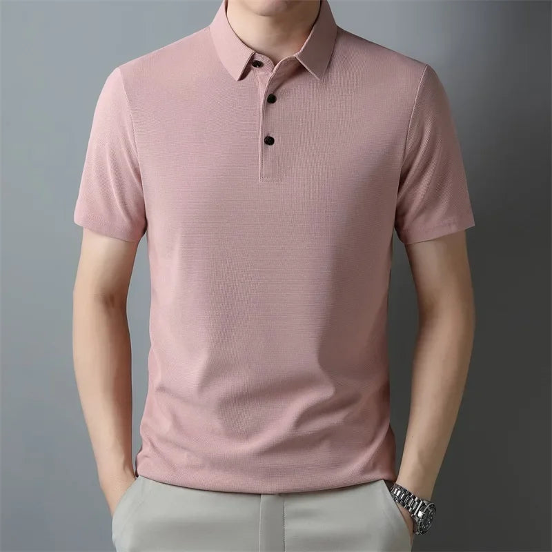 Polo uni en maille gaufrée