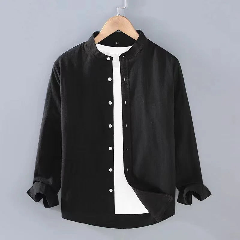 Chemise unie à col montant