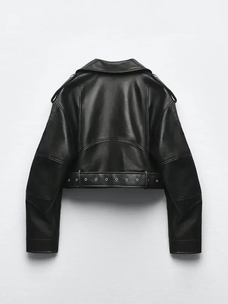 Veste motard ample effet cuir