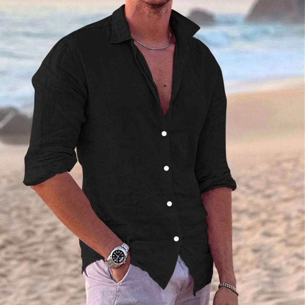 Chemise décontractée coton et lin