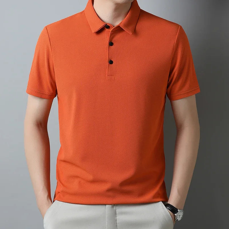 Polo uni en maille gaufrée