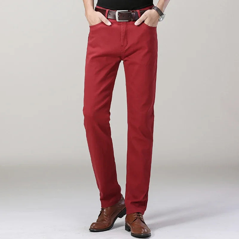 Jean droit extensible uni