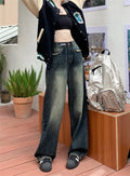 Jean ample noir taille haute