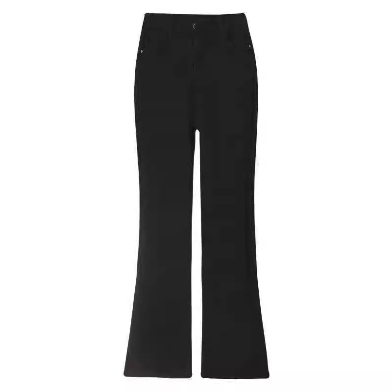 Jean évasé noir taille haute