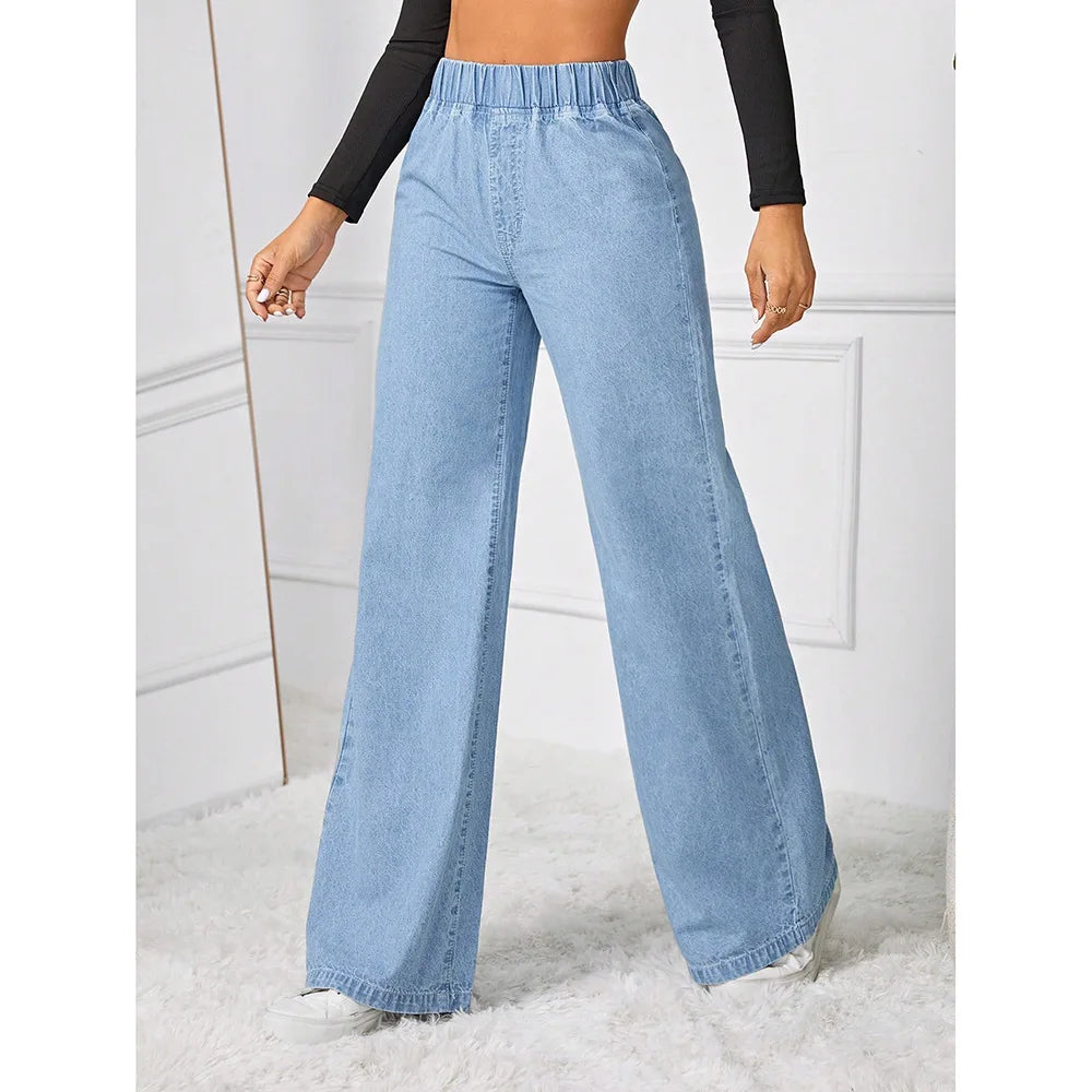 Jean large à taille élastique