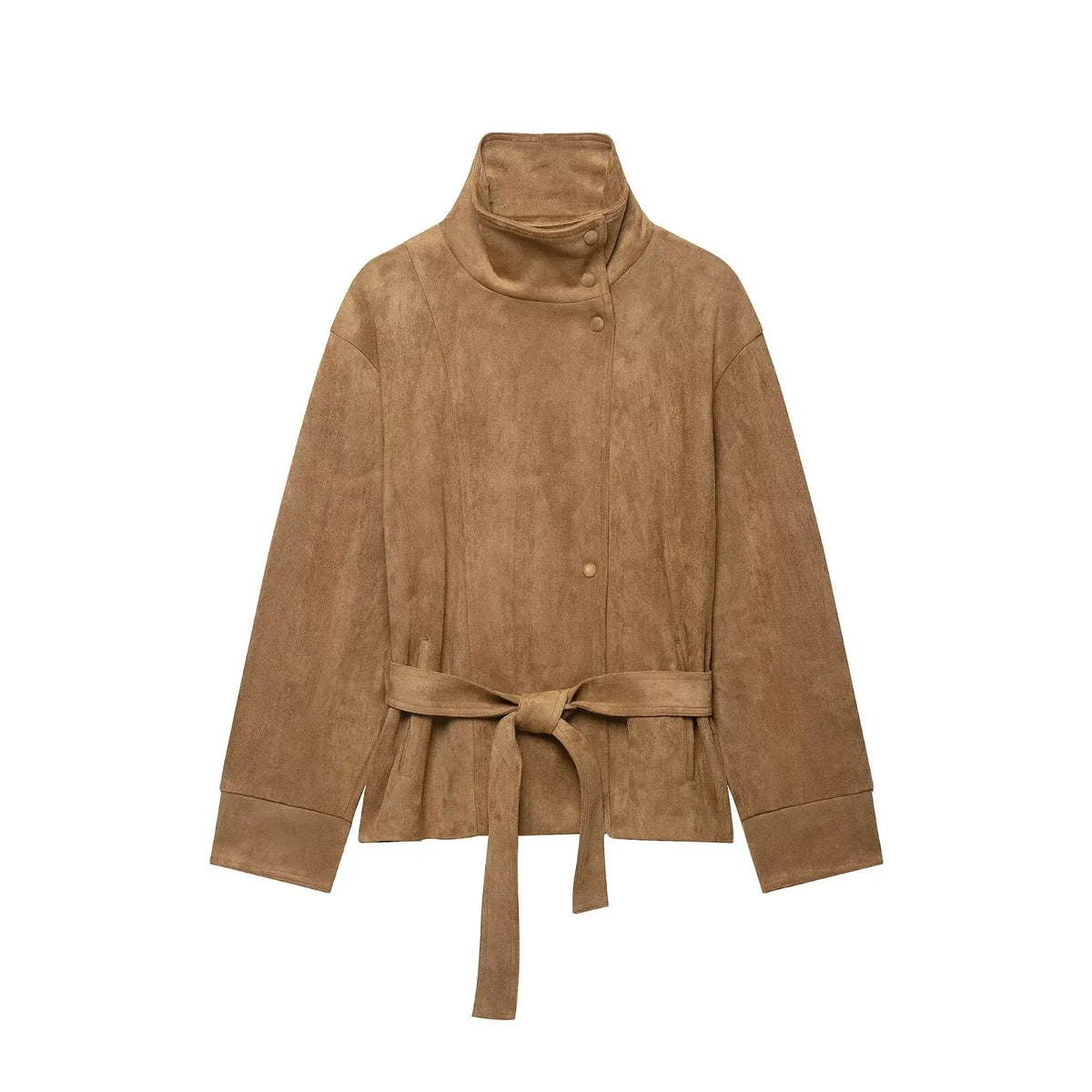 Veste col montant ceinturée