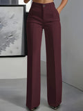 Pantalon droit fluide taille haute