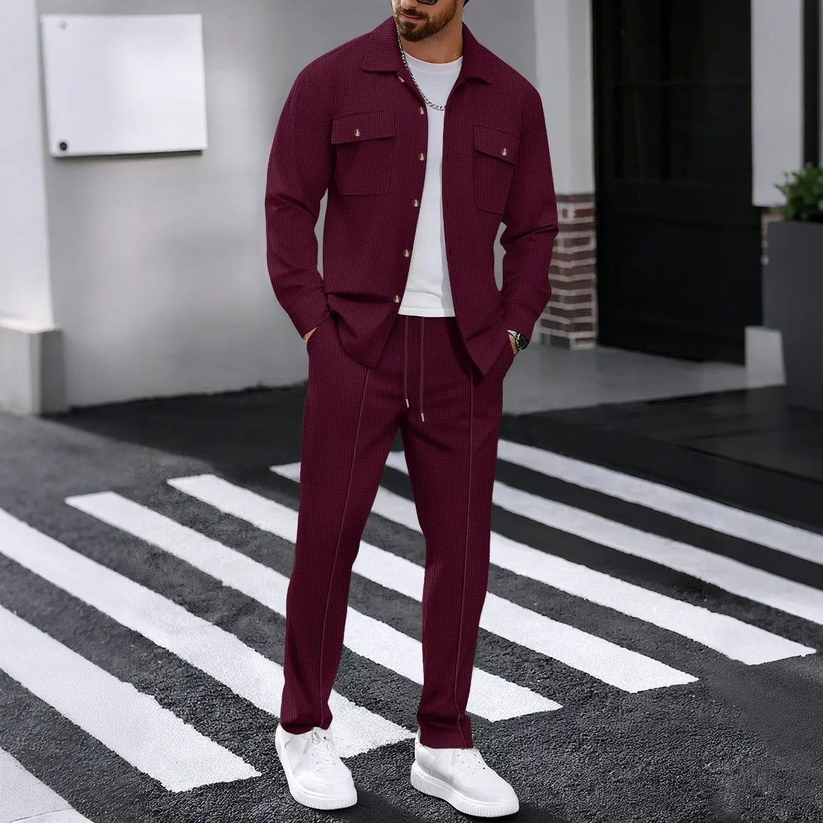 Ensemble gaufré chemise & pantalon