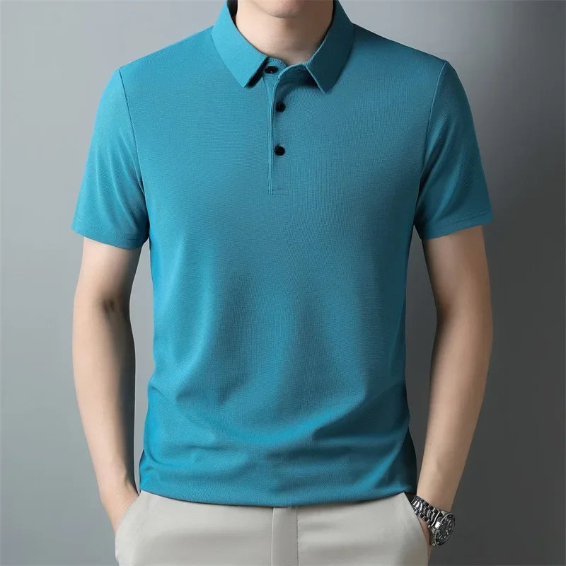Polo uni en maille gaufrée