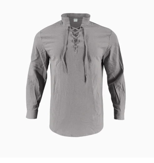 Chemise Henley en coton et lin
