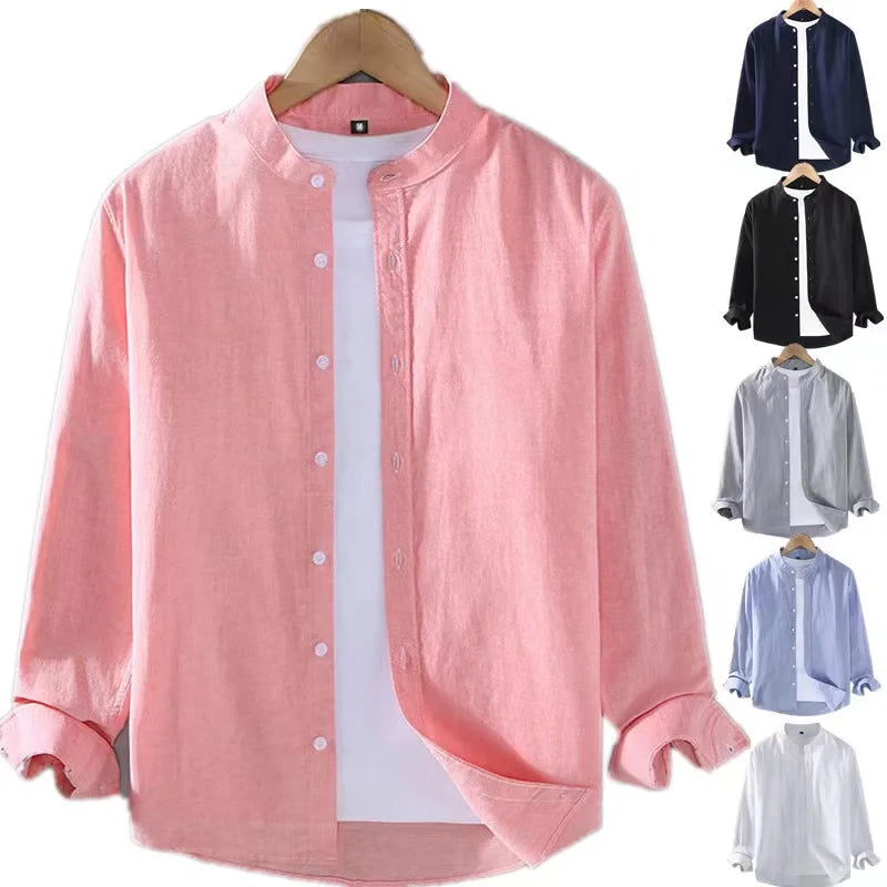 Chemise unie à col montant