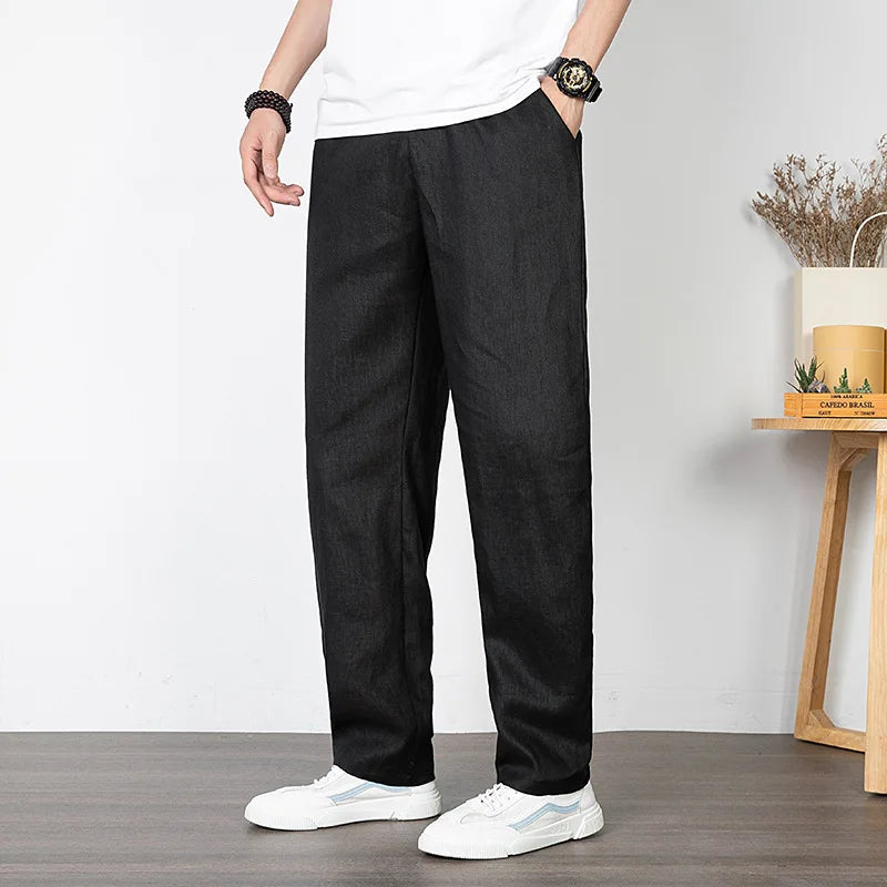 Pantalon droit ample en lin